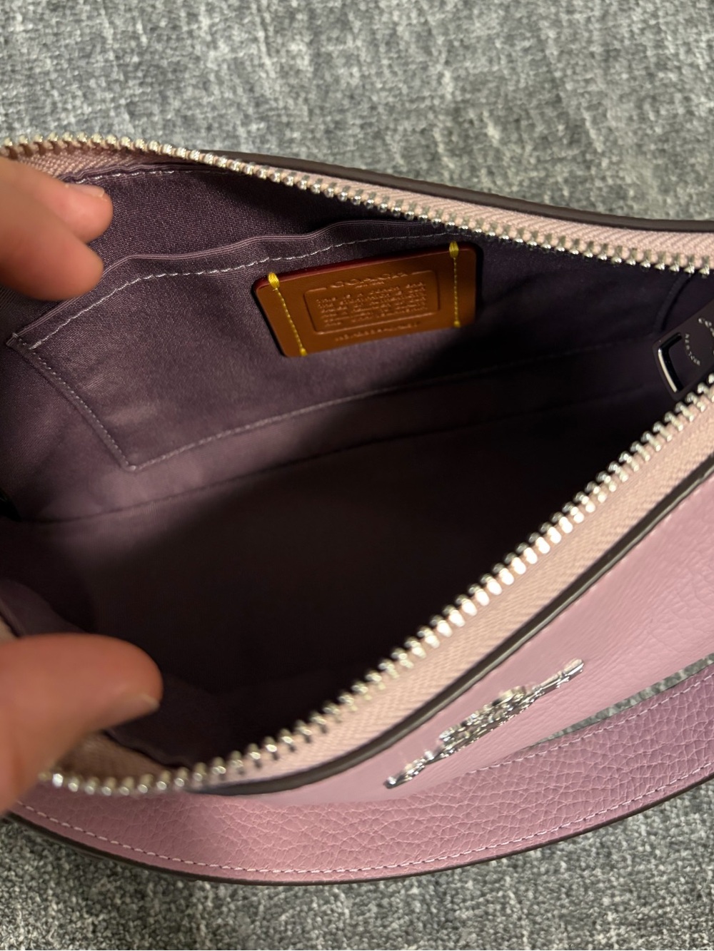 Coach Teri Shoulder Bag with Floral Applique in Lilac with Silver Hardware - Picture 5 of 6